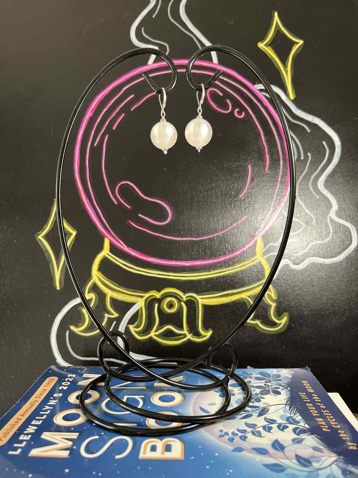 Full SuperMoon earrings of vintage Moonglow Lucite - short