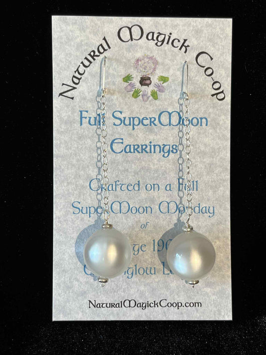 Full SuperMoon dangle earrings of vintage Moonglow Lucite