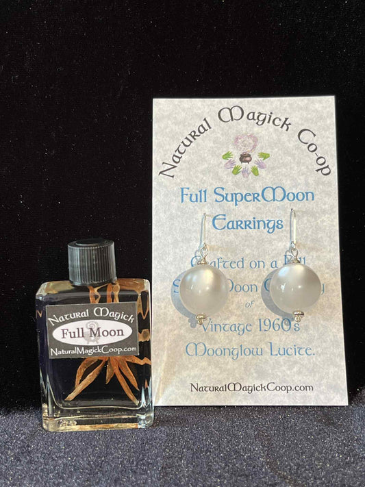Full SuperMoon earrings of vintage Moonglow Lucite - short