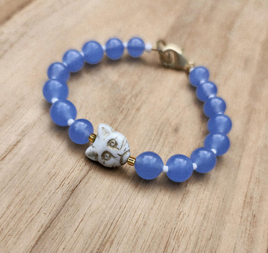 Peace bracelet of cat  and vintage Japanese glass beads