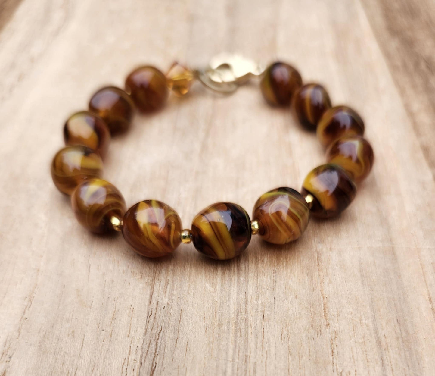 Prosperity beads of vintage brown Japanese beads