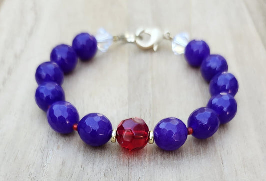 Mental Power bracelet of deep purple glass beads