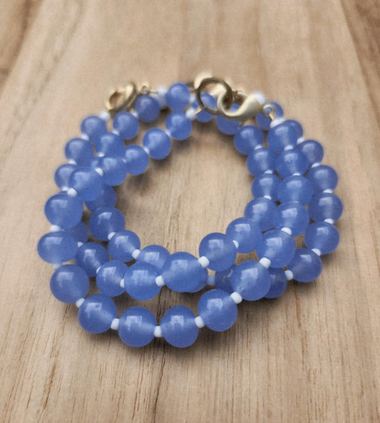 Peace bracelet of blue vintage Japanese artisan beads