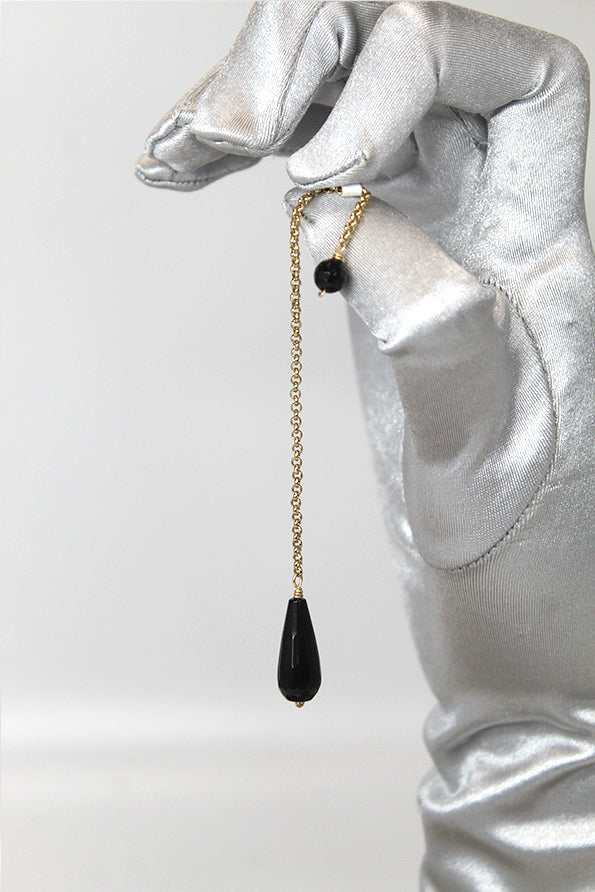 Black Onyx on gold-filled chain pendulum - Libra Moon