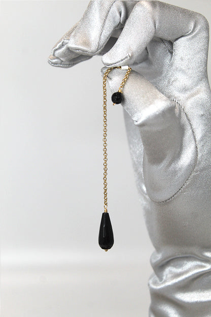 Black Onyx on gold-filled chain pendulum - Libra Moon