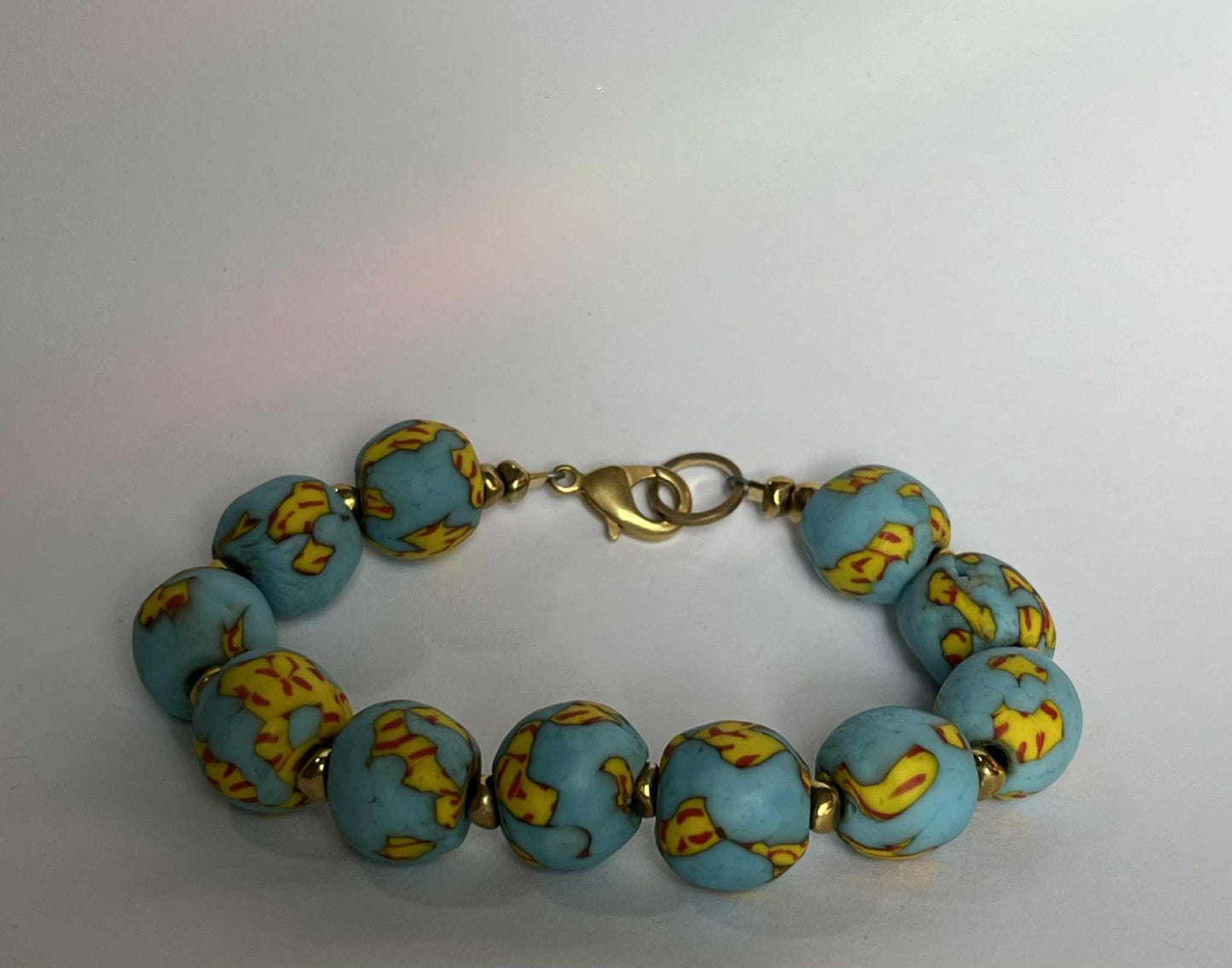 Fire and Water Temperance bracelet of recycled Ghana beads
