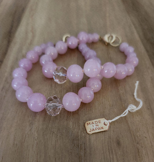 Friendship bracelet of pink Czech beads