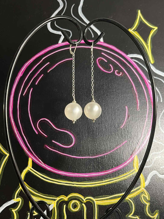 Full SuperMoon dangle earrings of vintage Moonglow Lucite