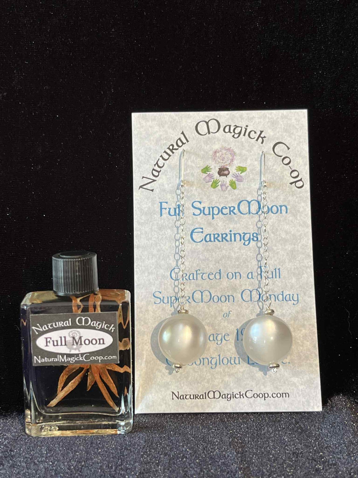 Full SuperMoon dangle earrings of vintage Moonglow Lucite