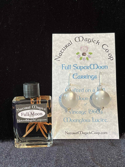Full SuperMoon earrings of vintage Moonglow Lucite - short