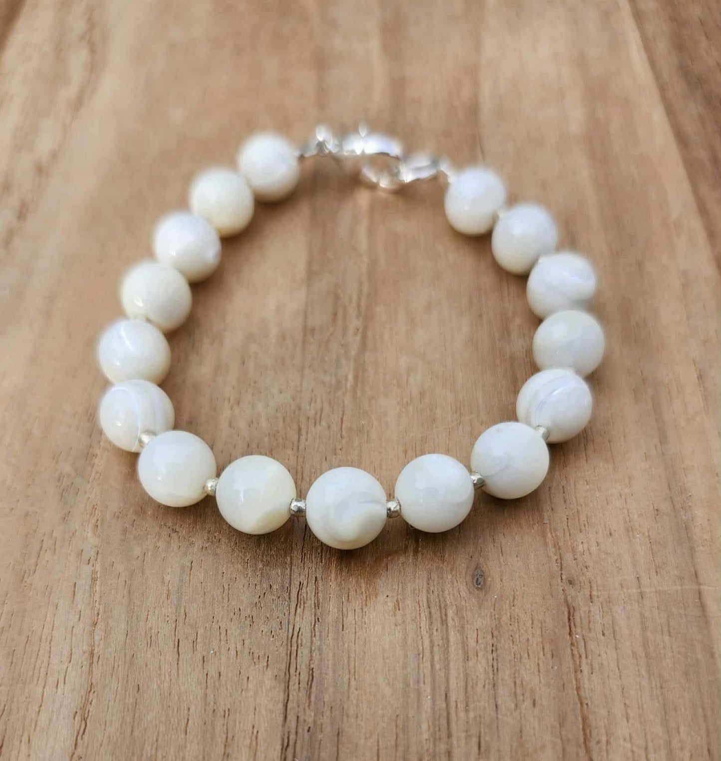Full SuperMoon bracelet of Mother-of-Pearl beads