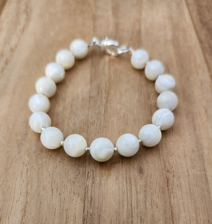 Full SuperMoon bracelet of Mother-of-Pearl beads