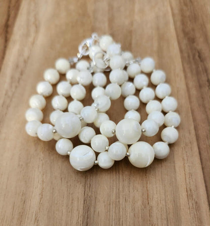 Full SuperMoon bracelet of 8 and 12mm Mother-of-Pearl beads