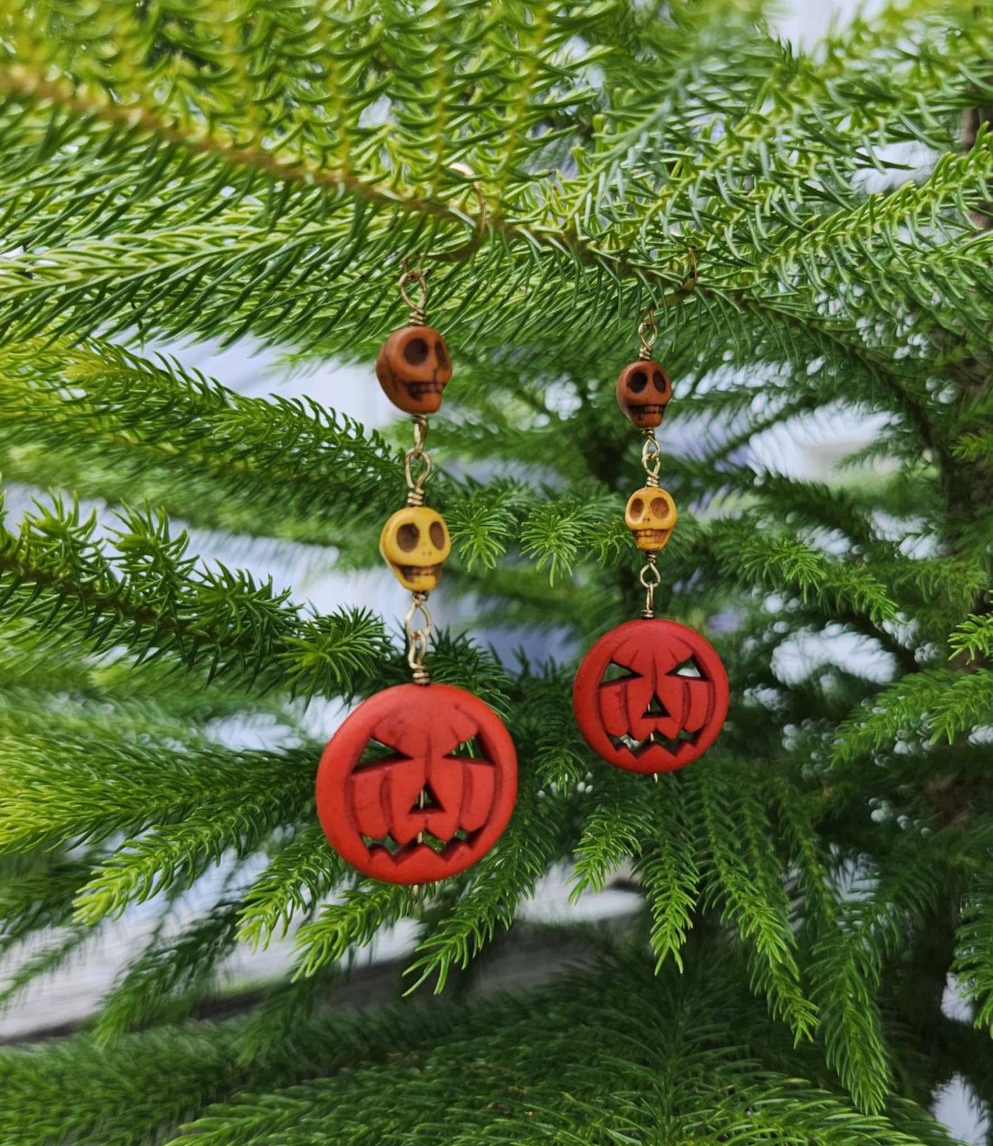 Jack and Skulls Halloween necklace and earrings set