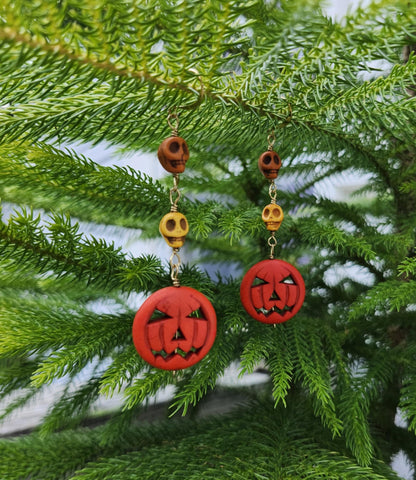 Jack and Skulls Halloween necklace and earrings set