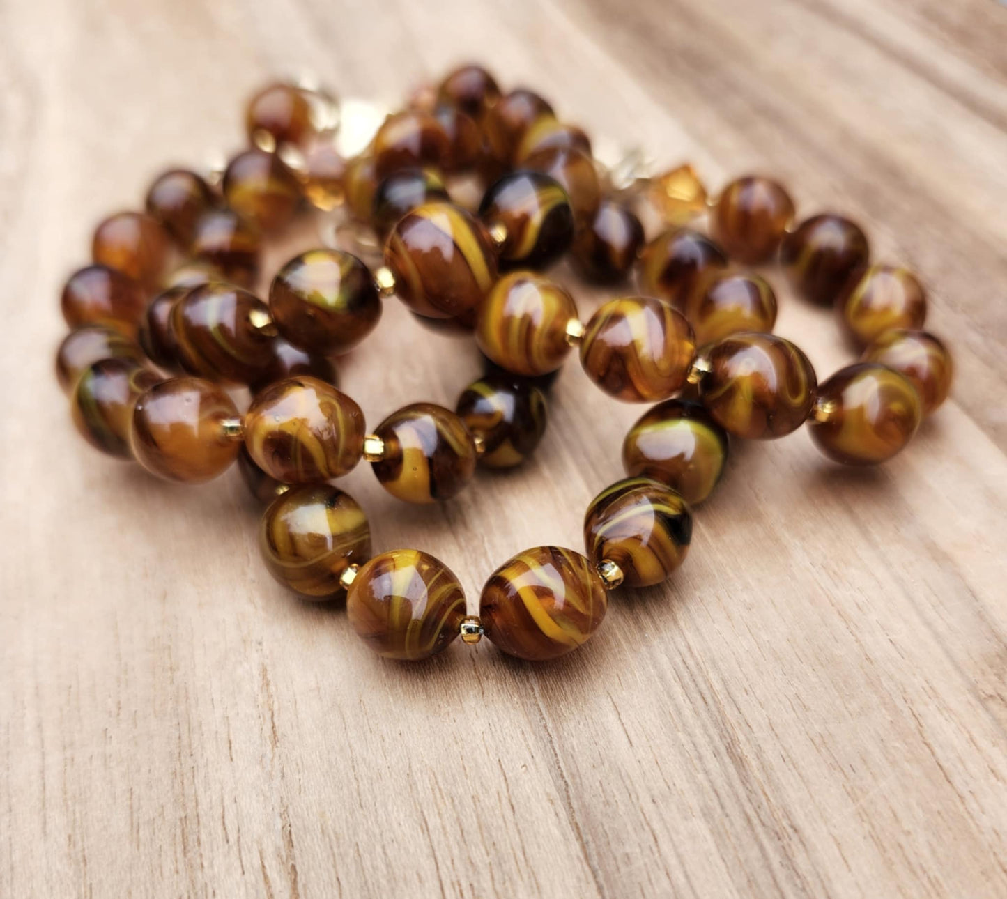 Prosperity beads of vintage brown Japanese beads