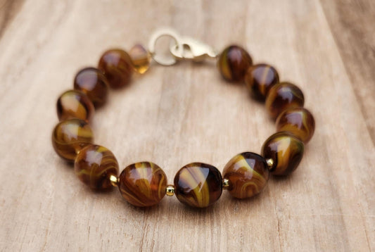 Prosperity beads of vintage brown Japanese beads