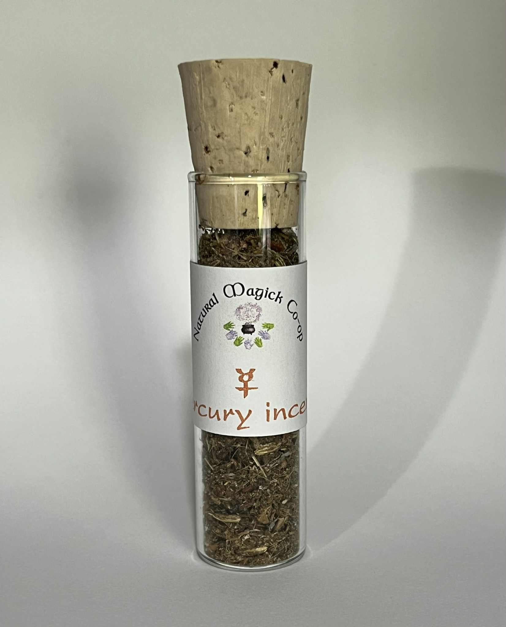 Mercury incense in 1/2 oz corked vial