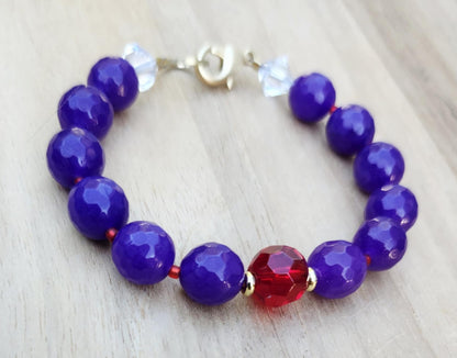 Mental Power bracelet of deep purple glass beads