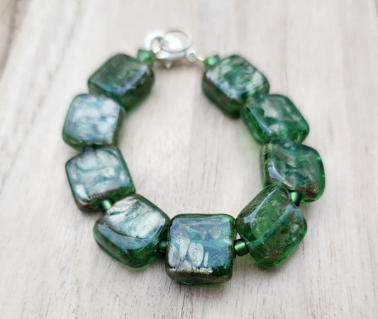 Money bracelet of artisan Murano lampwork beads