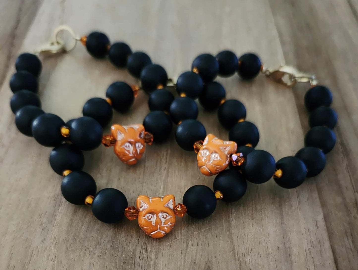 Orange Cat Halloween bracelet