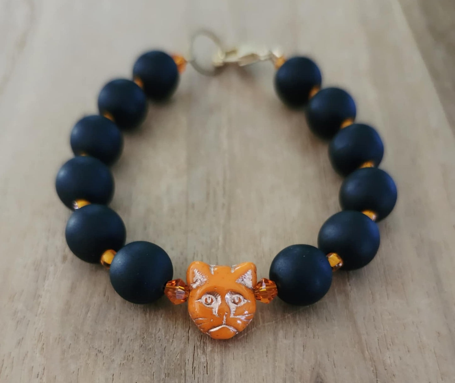 Orange Cat Halloween bracelet