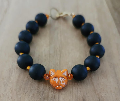 Orange Cat Halloween bracelet