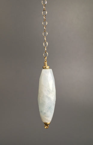 Aquamarine marquiz bead pendulum - Libra Moon