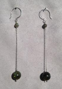 Labradorite bead pendulum earrings - Natural Magick Shop