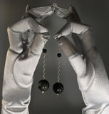 Rainbow Obsidian bead pendulum earrings - Fall Equinox